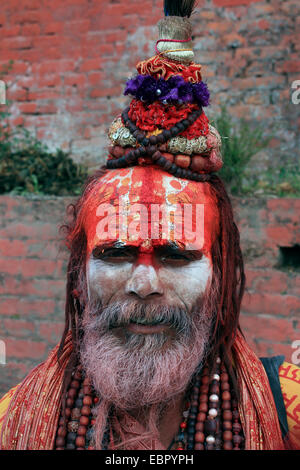 Sadhu portrait, Népal, Katmandou Pashupatinath, Banque D'Images