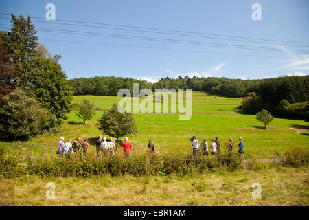 Faire une excursion de groupe dans la nature, de l'Allemagne, Rhénanie-Palatinat, Niederfischbach Banque D'Images