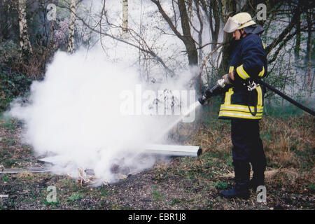 Câble cuivre gravure d'extinction pompier des voies respiratoires, de l'Allemagne Banque D'Images