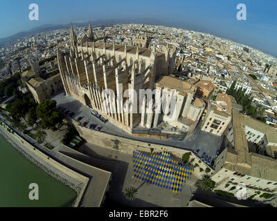 Vue aérienne de la Seu Cathedral, Espagne, Baléares, Majorque, Palma de Mallorca Banque D'Images