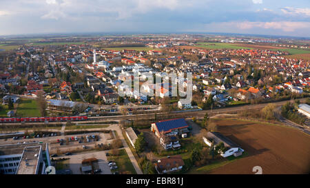 Vue aérienne de la gare de Heimstetten, 24.3.2014, l'Allemagne, Bavière, Heimstetten Banque D'Images