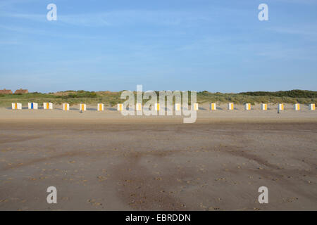 Cabane de plage sur la plage sur la mer du Nord, Pays-Bas, Zeeland, Cadzand Banque D'Images