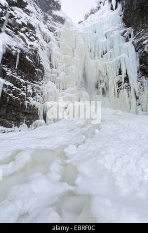 Cascade de glace, Njupeskaer Fulufjaellet la Norvège, Dalécarlie, Parc National Banque D'Images