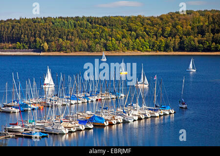 Bateaux à voile sur le lac de Sorpe à Langscheid, Allemagne, Rhénanie du Nord-Westphalie, Rhénanie-Palatinat, Sundern Banque D'Images