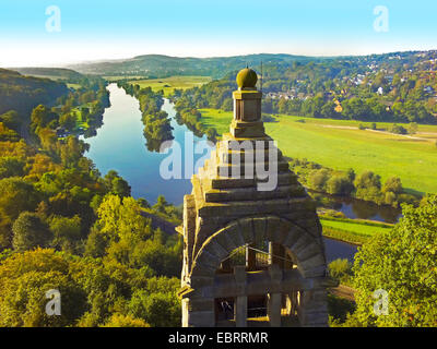 Vue aérienne de Berger monument à l'Hohenstein avec vue sur la Ruhr, en Allemagne, en Rhénanie du Nord-Westphalie, Ruhr, Witten Banque D'Images