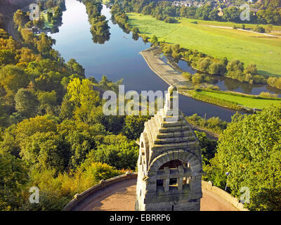 Vue aérienne de Berger monument à l'Hohenstein avec vue sur la Ruhr, en Allemagne, en Rhénanie du Nord-Westphalie, Ruhr, Witten Banque D'Images