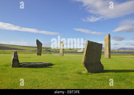 Menhirs de Stenness, néolithique henge, Royaume-Uni, Ecosse, Orcades, Orkney Mainland