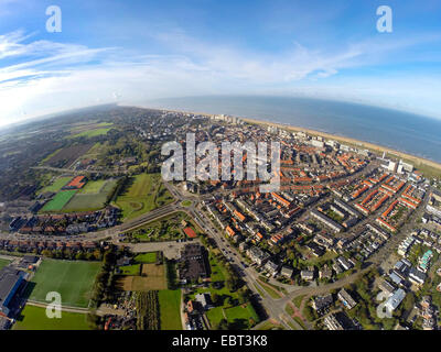 Vue aérienne à Nordwijk ville balnéaire sur la côte de la mer du Nord, Pays-Bas, Hollande-du-Sud, Noordwijk aan Zee Banque D'Images