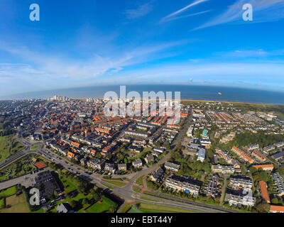 Vue aérienne à Nordwijk ville balnéaire sur la côte de la mer du Nord, Pays-Bas, Hollande-du-Sud, Noordwijk aan Zee Banque D'Images