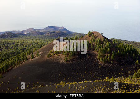 Vue du volcan pour Martin Monta±a del Fuego et San Antonio volcano, Ruta de los Volcanes, Canaries, La Palma Banque D'Images