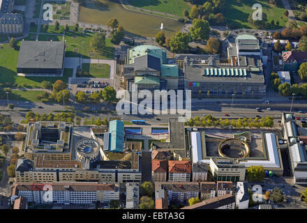 Vue aérienne de l'Opéra, Galerie d'État, Conservatoire, Musée d'histoire et de l'Allemagne, Landtag, Bade-Wurtemberg, Stuttgart Banque D'Images