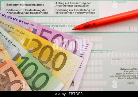 Projets de loi sur l'euro de revenus Banque D'Images