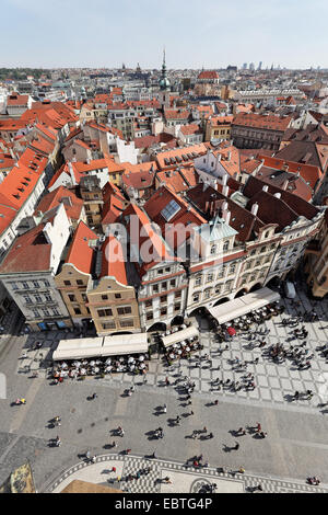 Vue depuis la tour de ville de la place de la vieille ville, Prague, République Tchèque Banque D'Images