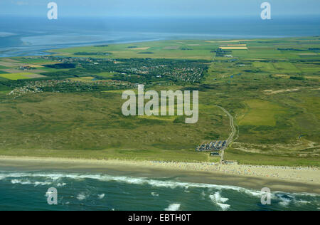 Vue aérienne de la plage à Paal 28 avec De Krim et De Cocksdorp dans le contexte, Pays-Bas, Texel Banque D'Images