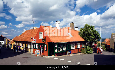 Vue sur le village, le Danemark, Bornholm, Gudhjem Banque D'Images