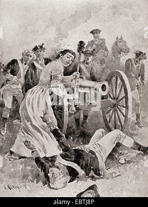 Molly Pitcher à Monmouth. Surnom d'une femme dit avoir pris part à la bataille de Monmouth, pendant la guerre de la Révolution américaine, généralement considérés ont été Mary Ludwig Hays McCauley, 1754-1832. Banque D'Images