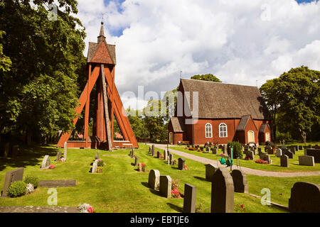 Église et cimetière, SmÕland Kraksmala, Suède, Banque D'Images