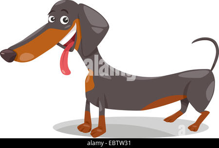 Cartoon Illustration de pure race de chien Teckel rigolo Banque D'Images