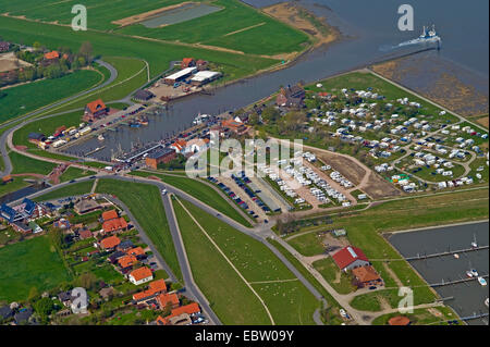 Terrain de camping près de la côte de la mer du Nord, en Allemagne, en Basse-Saxe, Fedderwardersiel Banque D'Images