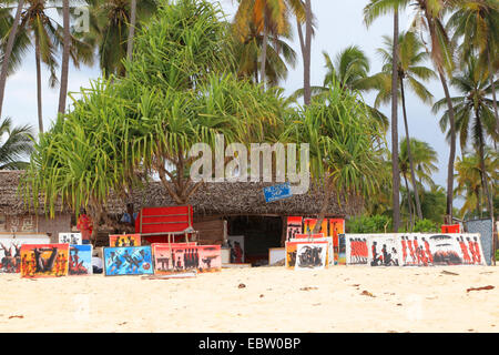 Stand de vente sur la plage de l'Océan Indien, la Tanzanie, Sansibar Banque D'Images