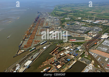 Port de Bremerhaven, Allemagne, Stromkaje avec Bremerhaven Banque D'Images