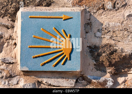 Symbole de pèlerins Shell, l'Espagne, Leon, Kastilien, Columbrianos Banque D'Images