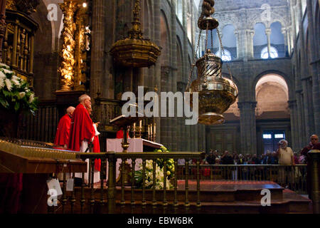 La messe dans la cathédrale, l'Espagne, la Galice, A Coruña±a, Santiago De Compostela Banque D'Images