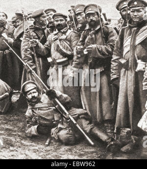 Les troupes russes lors de la seconde bataille de Varsovie, Pologne, en décembre 1914 pendant la Première Guerre mondiale. Banque D'Images