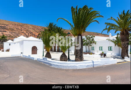 Maisons blanches typiques des Canaries à Los Valles, Lanzarote, îles Canaries, Espagne Banque D'Images