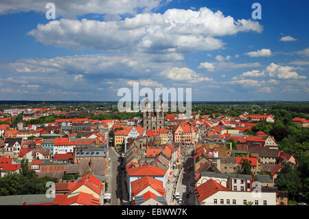 Vue depuis à la place du marché, mairie et église de ville, de l'Allemagne, de la Saxe-Anhalt, Wittenberg Banque D'Images