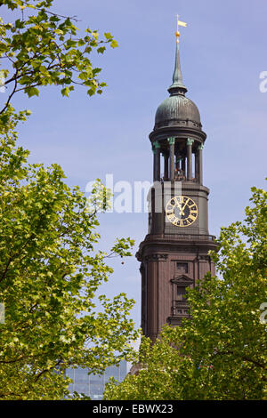 Clocher de l'église St Michel, appelé Michel, l'Allemagne, Hambourg Banque D'Images