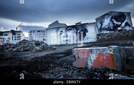 Belles murales à Rekjavik , l'Islande. Banque D'Images