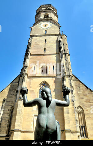 Marstall à Stuttgart avec statue féminine, l'Allemagne, Bade-Wurtemberg, Stuttgart Banque D'Images