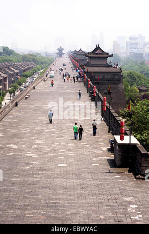 Mur de la ville de Xian, Chine, Province du Shaanxi, Xi'an Banque D'Images