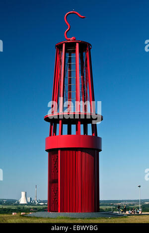 'Geleucht" (sculpture en forme d'un pi lampe) sur le sommet de la pile Rheinpreussen, Allemagne, Rhénanie du Nord-Westphalie, Moers Banque D'Images