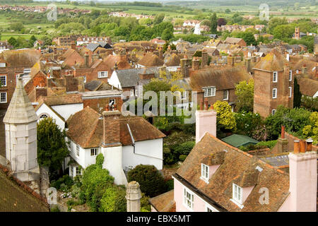 Vue plongeante sur la vieille ville historique, Royaume-Uni, Angleterre, Sussex, Seigle Banque D'Images