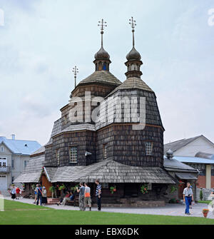 Église en bois, Chortkiv, l'Ukraine, l'Oblast de Ternopil Banque D'Images