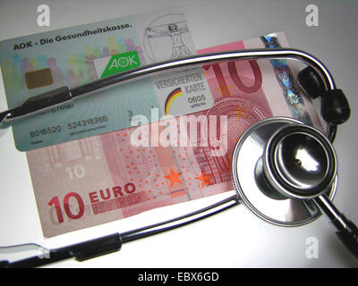 La contribution du patient symbole au médecin, euro bill and stethoscope