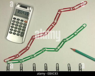 Trombones et calculatrice Banque D'Images