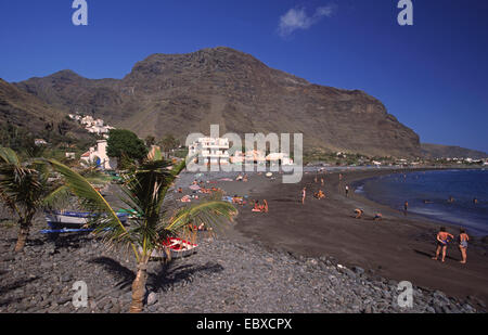 La plage de La Playa, Valle Gran Rey, Canaries, La Gomera Banque D'Images