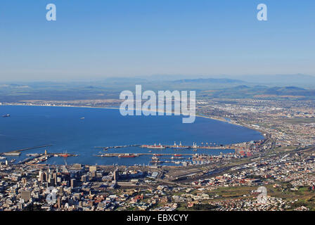 Vue depuis la montagne de la Table sur le cap, Viktoria et Alfred Waterfront, Cape Town, Afrique du Sud Banque D'Images