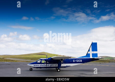 Avion de passagers du continent pour Shetland Fair Isle, Royaume-Uni, Ecosse, Iles Shetland Banque D'Images