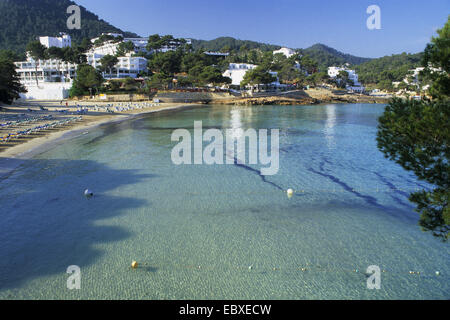 Baie et la plage de Portinatx, Espagne, Baléares, Ibiza Banque D'Images