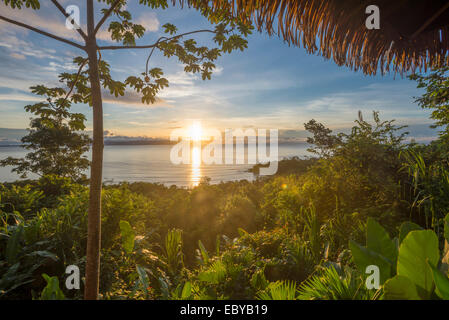 Une belle vue de la forêt tropicale bungalow au Costa Rica sur la péninsule de Osa Banque D'Images