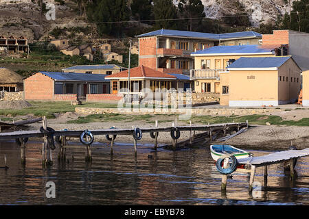 Challapampa sur la rive du lac Titicaca sur l'Isla del Sol en Bolivie Banque D'Images