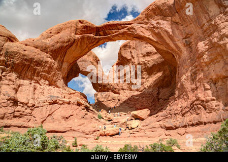 USA, Utah, Arches National Park, Double Arch Banque D'Images