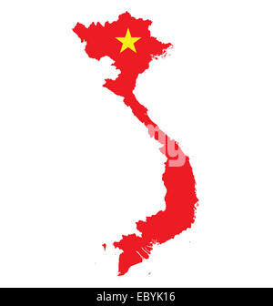 Drapeau de la République socialiste du Vietnam superposées sur une carte Banque D'Images