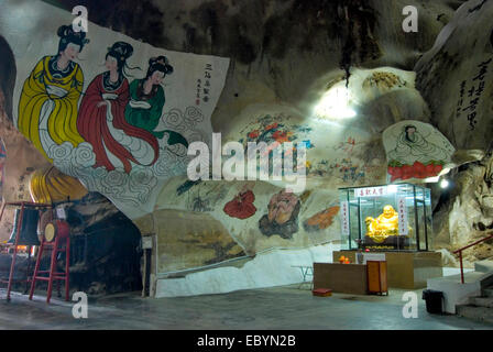 Les peintures murales à l'intérieur de Perak Cave Temple Ipoh, Perak Banque D'Images