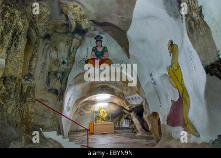 Les peintures murales à l'intérieur de Perak Cave Temple Ipoh, Perak Banque D'Images