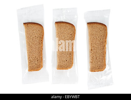 Paniers-tranches de pain isolated on white Banque D'Images